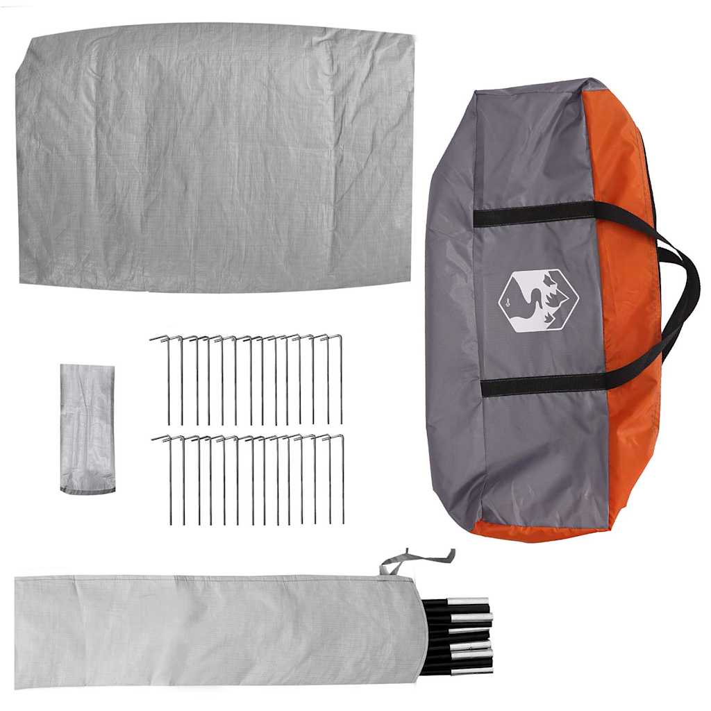 Kuppelzelt mit Dach Grau und Orange 384 x 254 x 170 cm