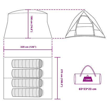Campingzelt Blau 320 x 275 x 190 cm Polyester