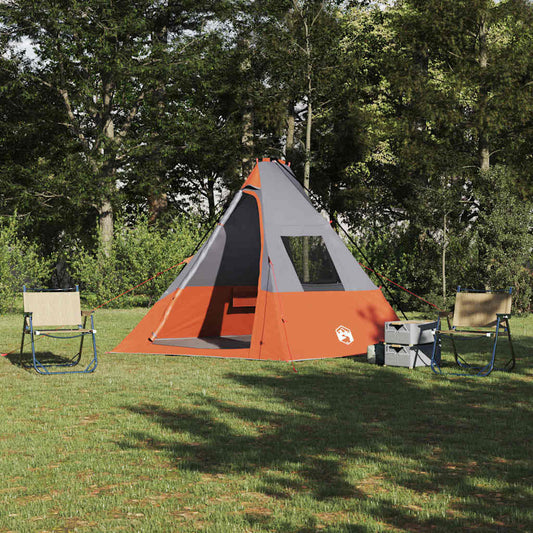Zelt mit Dach Grau und Orange und Schwarz 383 x 338 x 217 cm