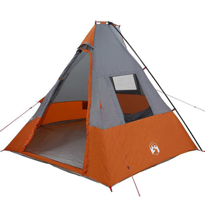 Zelt mit Dach Grau und Orange und Schwarz 383 x 338 x 217 cm
