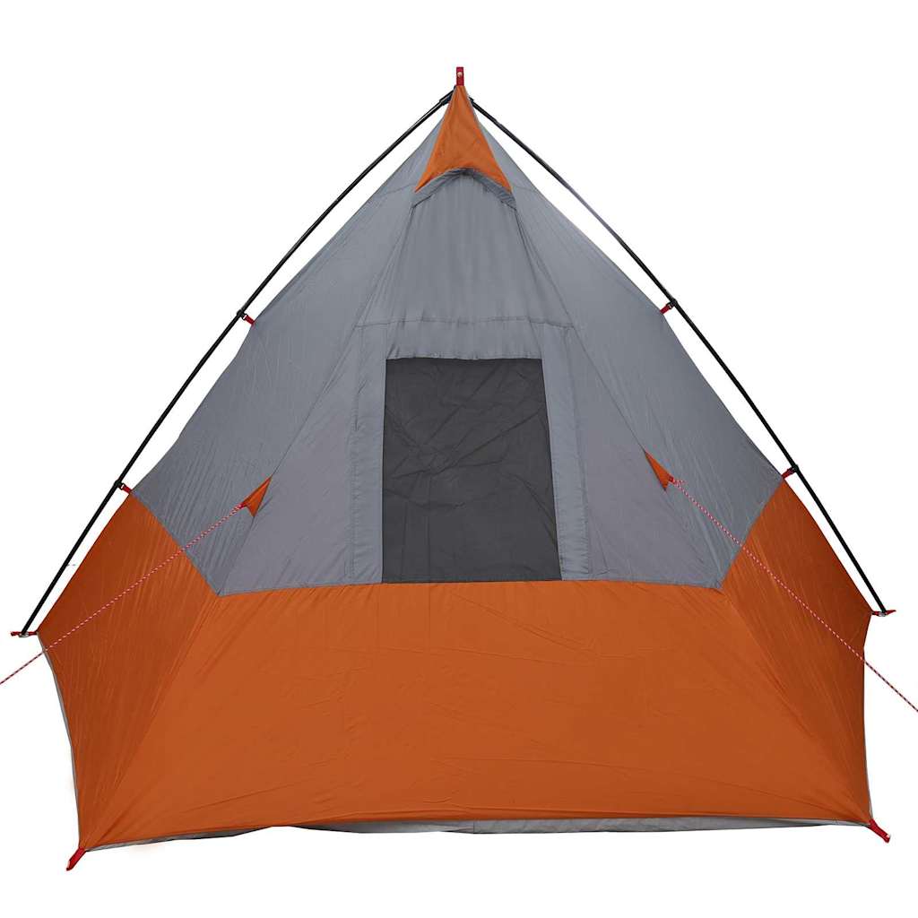 Zelt mit Dach Grau und Orange und Schwarz 383 x 338 x 217 cm