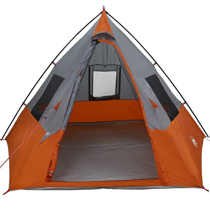 Zelt mit Dach Grau und Orange und Schwarz 383 x 338 x 217 cm