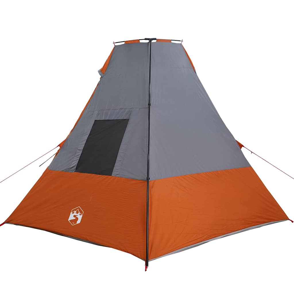 Zelt mit Dach Grau und Orange und Schwarz 383 x 338 x 217 cm