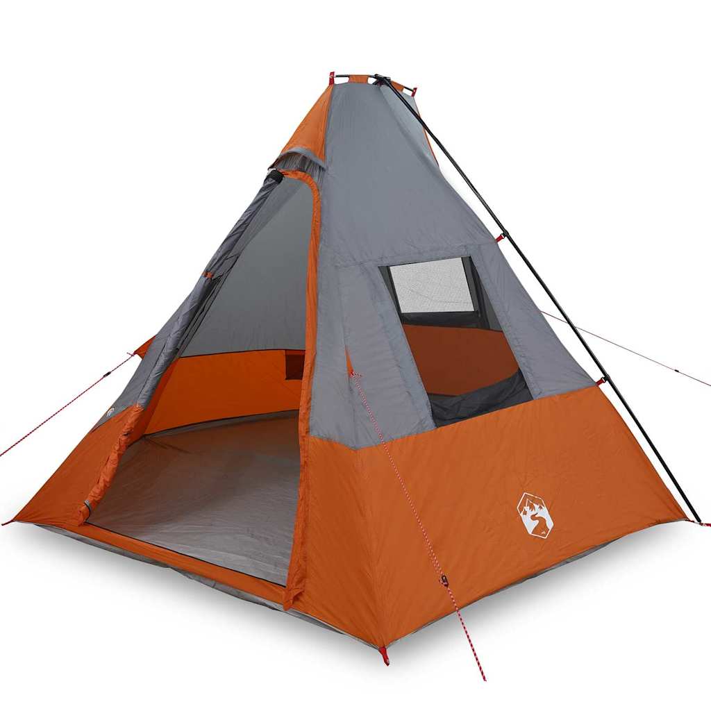 Zelt mit Dach Grau und Orange und Schwarz 383 x 338 x 217 cm