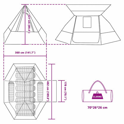 Campingzelt Grün 482 x 360 x 227 cm Polyester