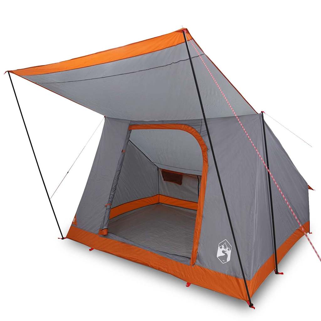 Campingzelt Grau und Orange 223 x 163 x 130 cm Polyester