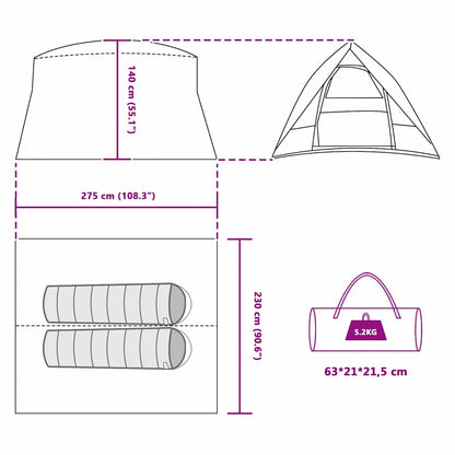 Campingzelt Grau und Orange 275 x 230 x 140 cm Polyester