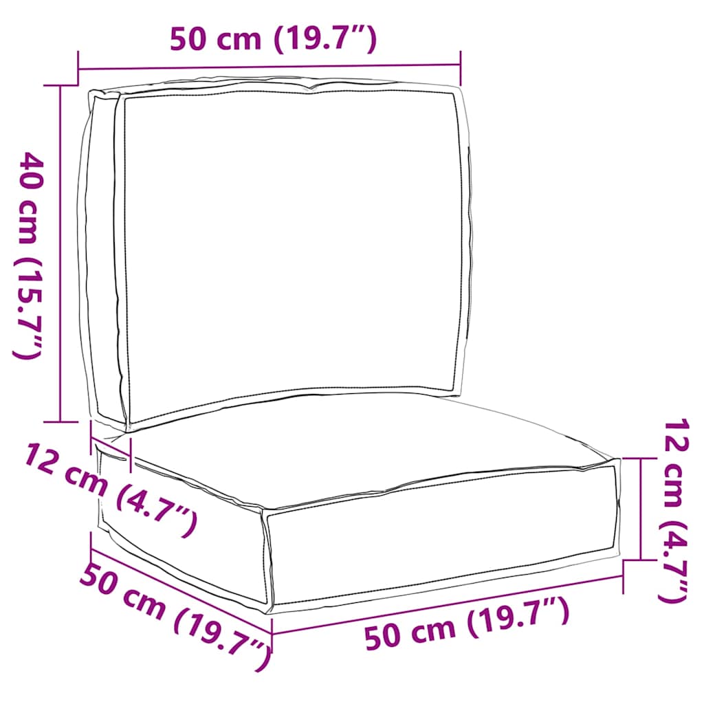 Pallet Kissen Set 2 pcs Grau 50 x 50 x 12 cm Oxford Stoff