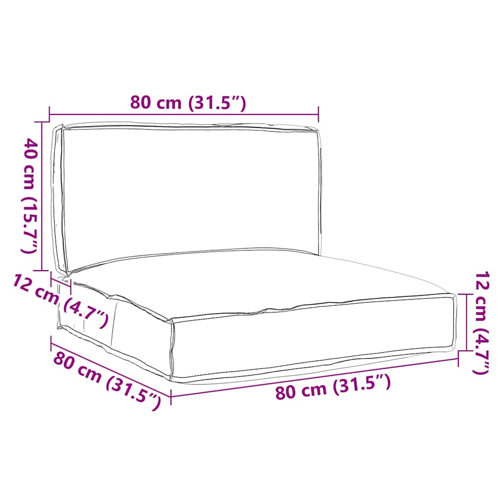 Pallet Kissen Set 2 pcs Weinrot 80 x 80 x 12 cm Oxford Stoff