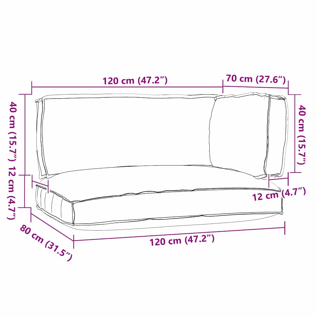 Pallet Kissen Set 3 pcs Königsblau 120 x 80 x 12 cm