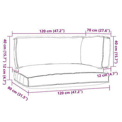 Pallet Kissen Set 3 pcs Königsblau 120 x 80 x 12 cm