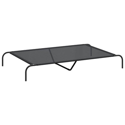 Hundebett Erhöht Schwarz 150x90x20 cm Textilene und Stahl