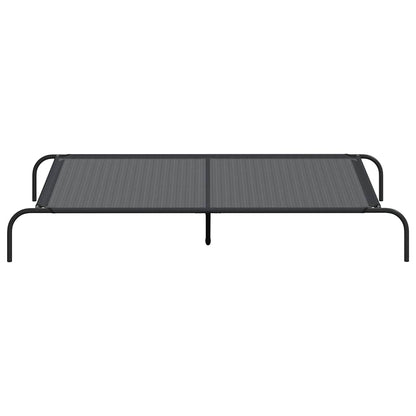 Hundebett Erhöht Schwarz 150x90x20 cm Textilene und Stahl