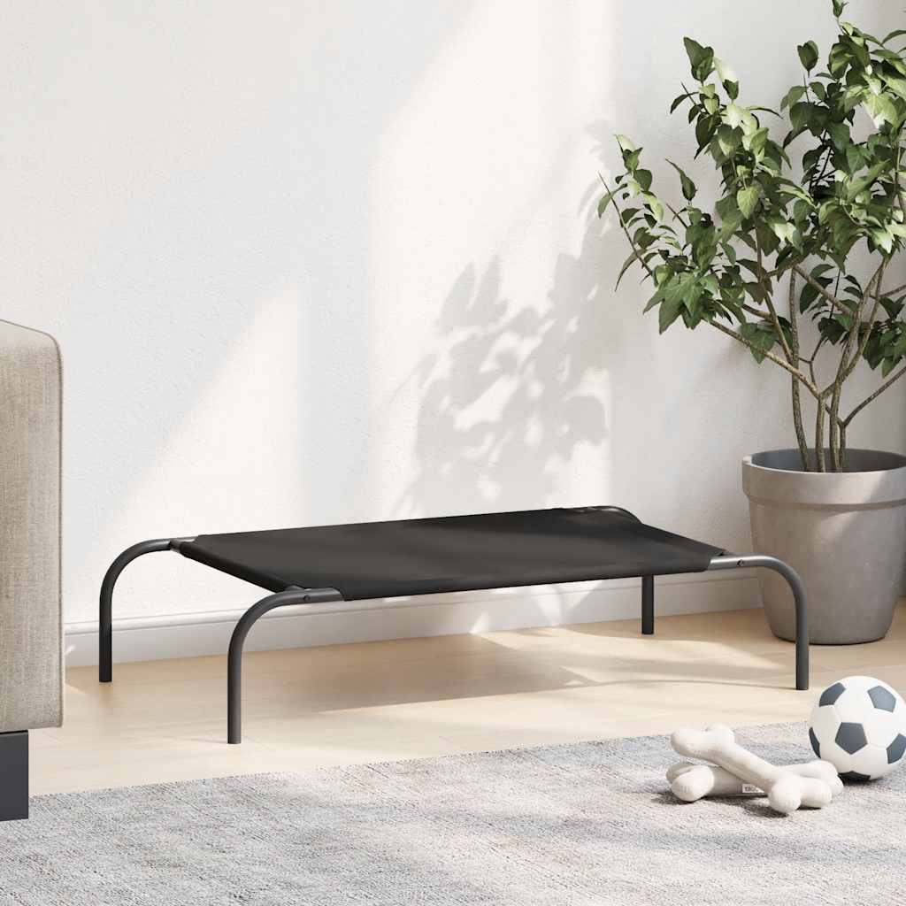 Hundebett Erhöht Schwarz 90x50x20 cm Oxford-Gewebe und Stahl