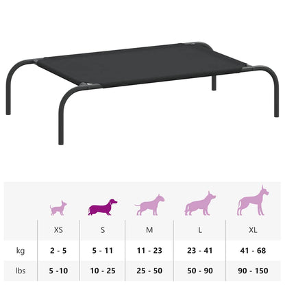 Hundebett Erhöht Schwarz 90x50x20 cm Oxford-Gewebe und Stahl