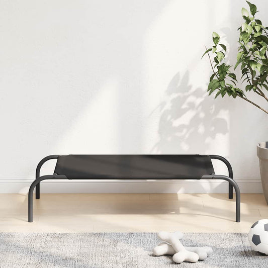 Hundebett Erhöht Schwarz 90x50x20 cm Oxford-Gewebe und Stahl