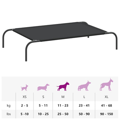 Hundebett Erhöht Schwarz 110x65x20 cm Oxford-Gewebe und Stahl