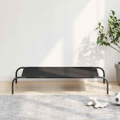 Hundebett Erhöht Schwarz 110x65x20 cm Oxford-Gewebe und Stahl