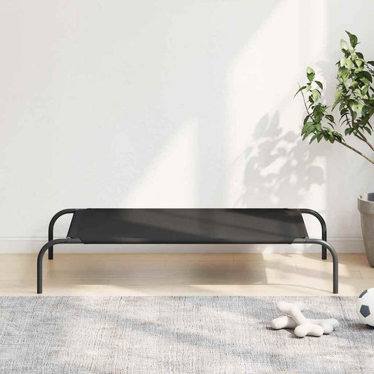 Hundebett Erhöht Schwarz 110x65x20 cm Oxford-Gewebe und Stahl