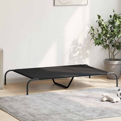 Hundebett Erhöht Schwarz 130x80x20 cm Oxford-Gewebe und Stahl