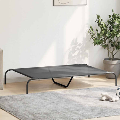 Hundebett Erhöht Grau 130x80x20 cm Textilene und Stahl