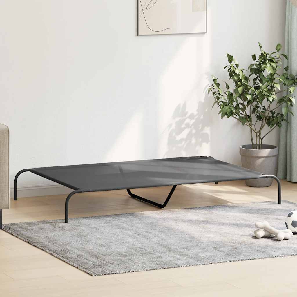 Hundebett Erhöht Grau 150x90x20 cm Textilene und Stahl