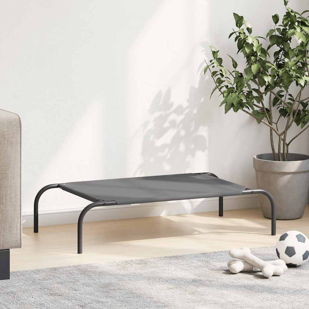 Hundebett Erhöht Grau 90x50x20 cm Oxford-Gewebe und Stahl