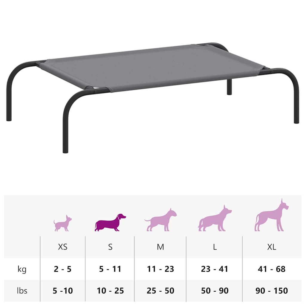Hundebett Erhöht Grau 90x50x20 cm Oxford-Gewebe und Stahl