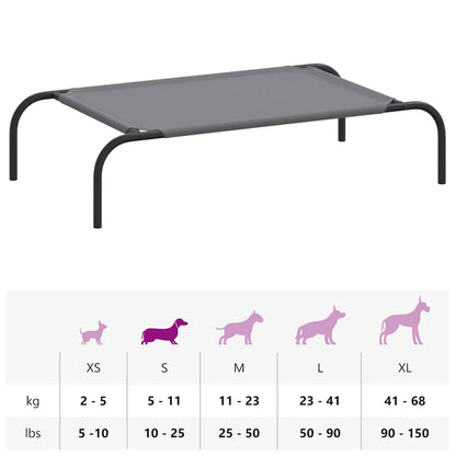 Hundebett Erhöht Grau 90x50x20 cm Oxford-Gewebe und Stahl