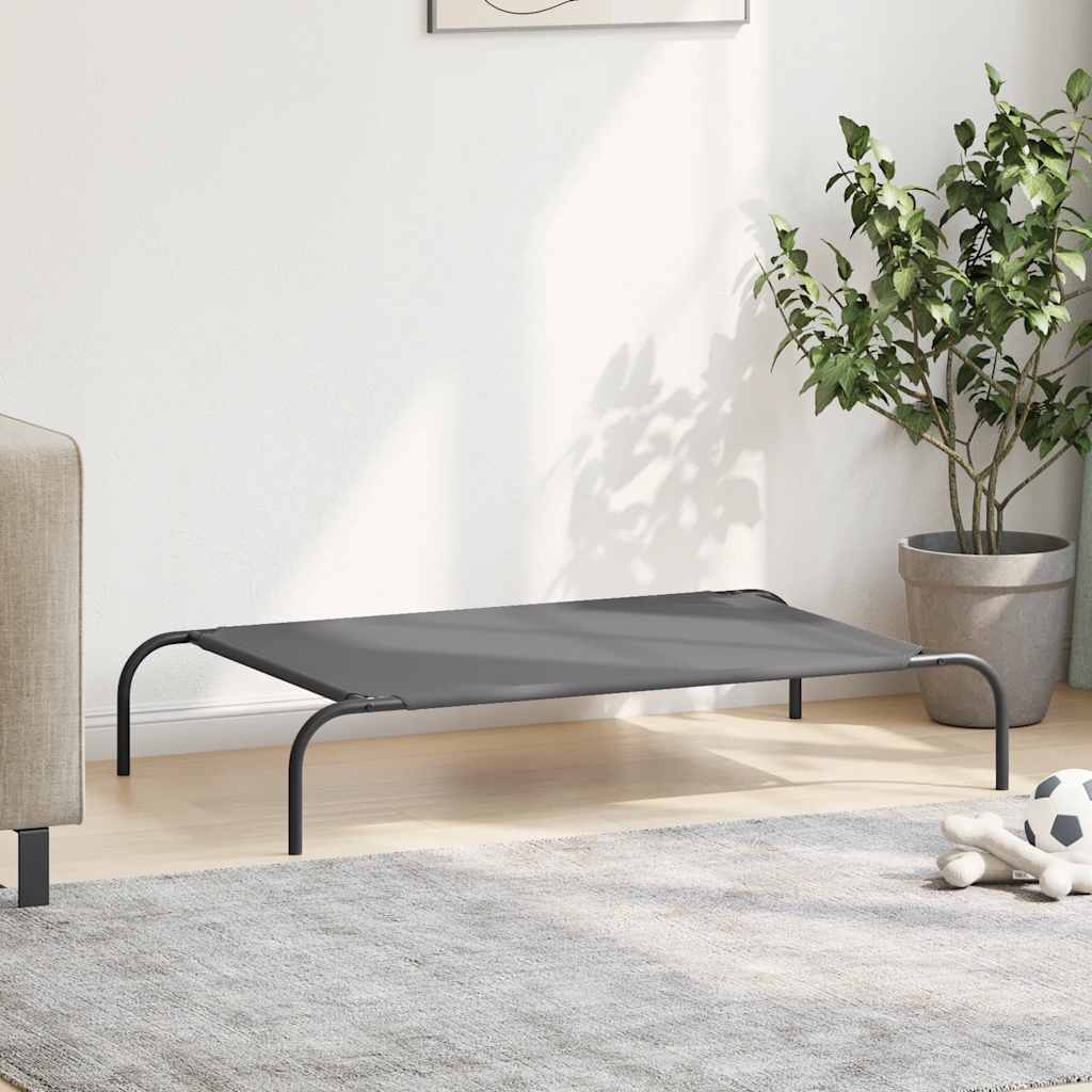 Hundebett Erhöht Grau 110x65x20 cm Oxford-Gewebe und Stahl