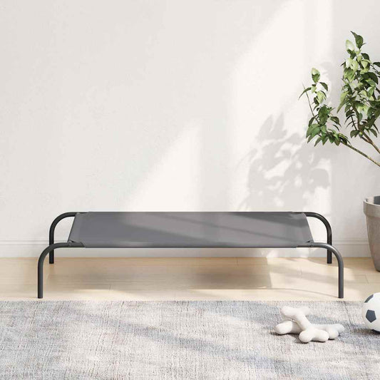 Hundebett Erhöht Grau 110x65x20 cm Oxford-Gewebe und Stahl