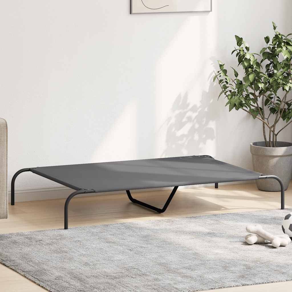 Hundebett Erhöht Grau 130x80x20 cm Oxford-Gewebe und Stahl