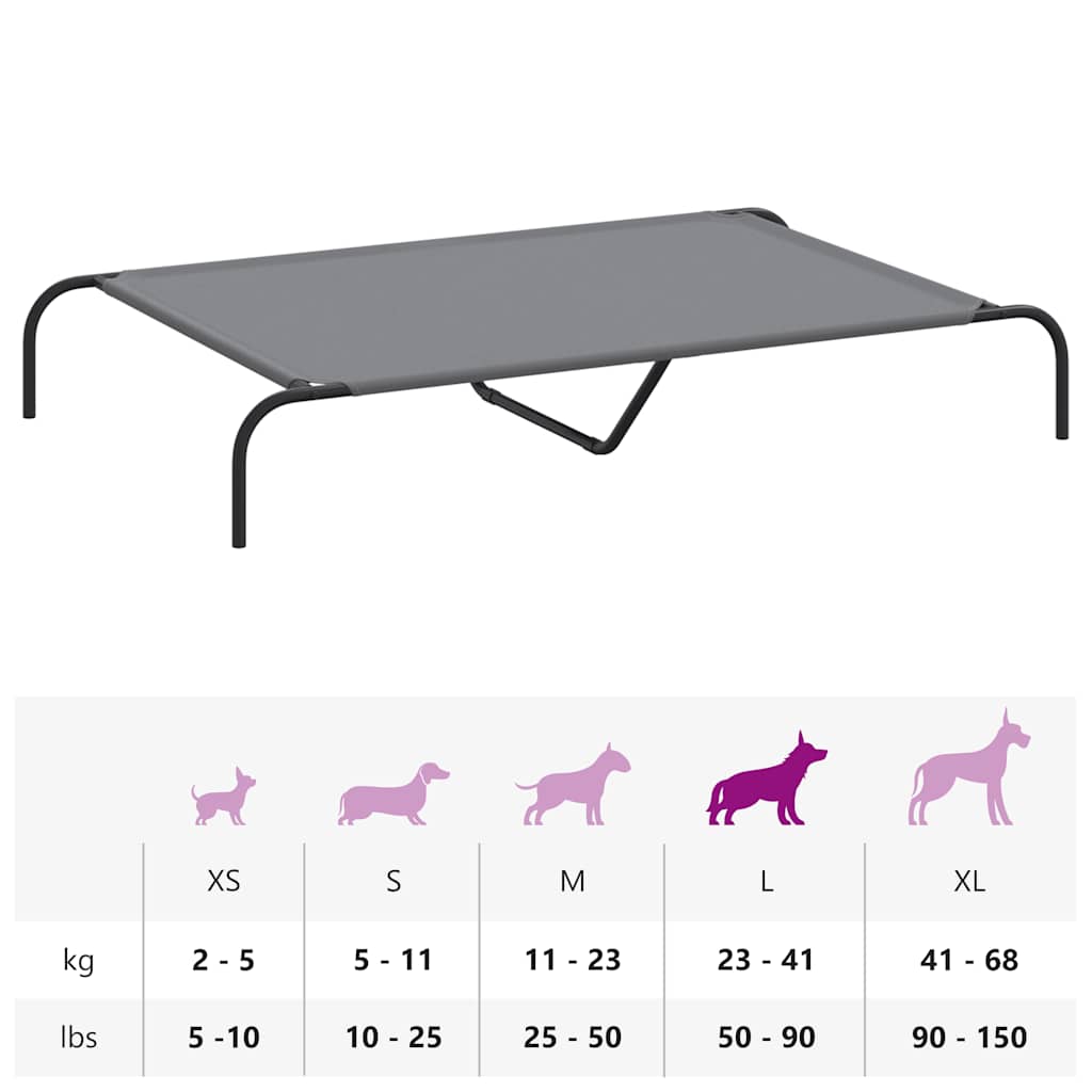 Hundebett Erhöht Grau 130x80x20 cm Oxford-Gewebe und Stahl