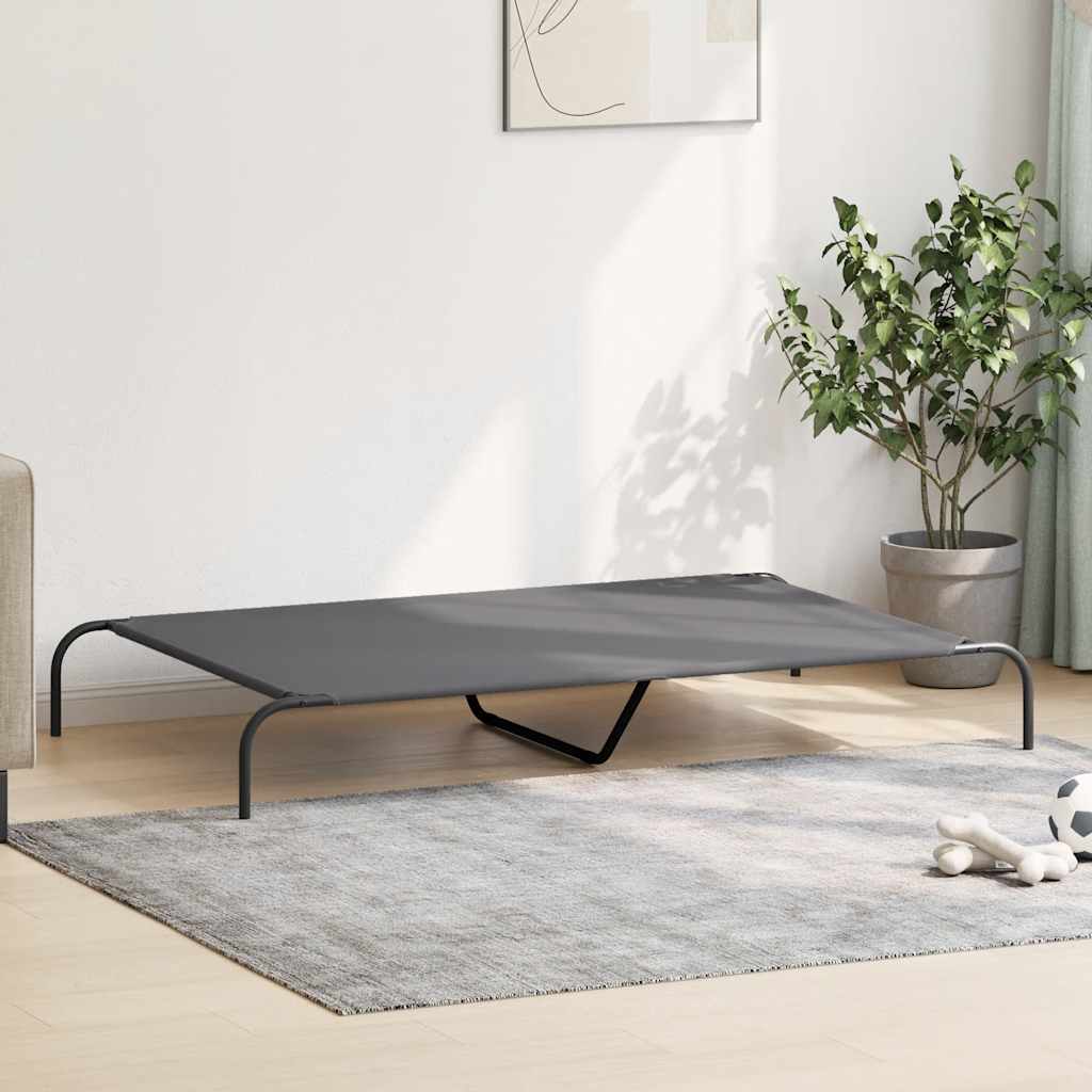 Hundebett Erhöht Grau 150x90x20 cm Oxford-Gewebe und Stahl