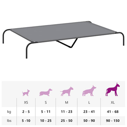 Hundebett Erhöht Grau 150x90x20 cm Oxford-Gewebe und Stahl