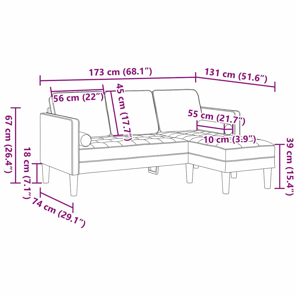 Sofa Set Dunkelgelb 173 x 131 x 67 cm Stoff
