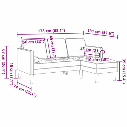 Sofa Set Hellgrün 173 x 131 x 67 cm Samt