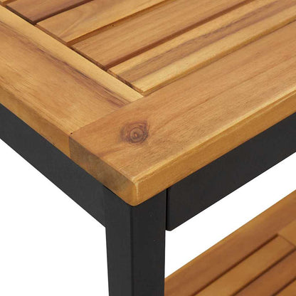 outdoor Tisch mit Speicher Natur und Schwarz 80 x 35 x 75 cm