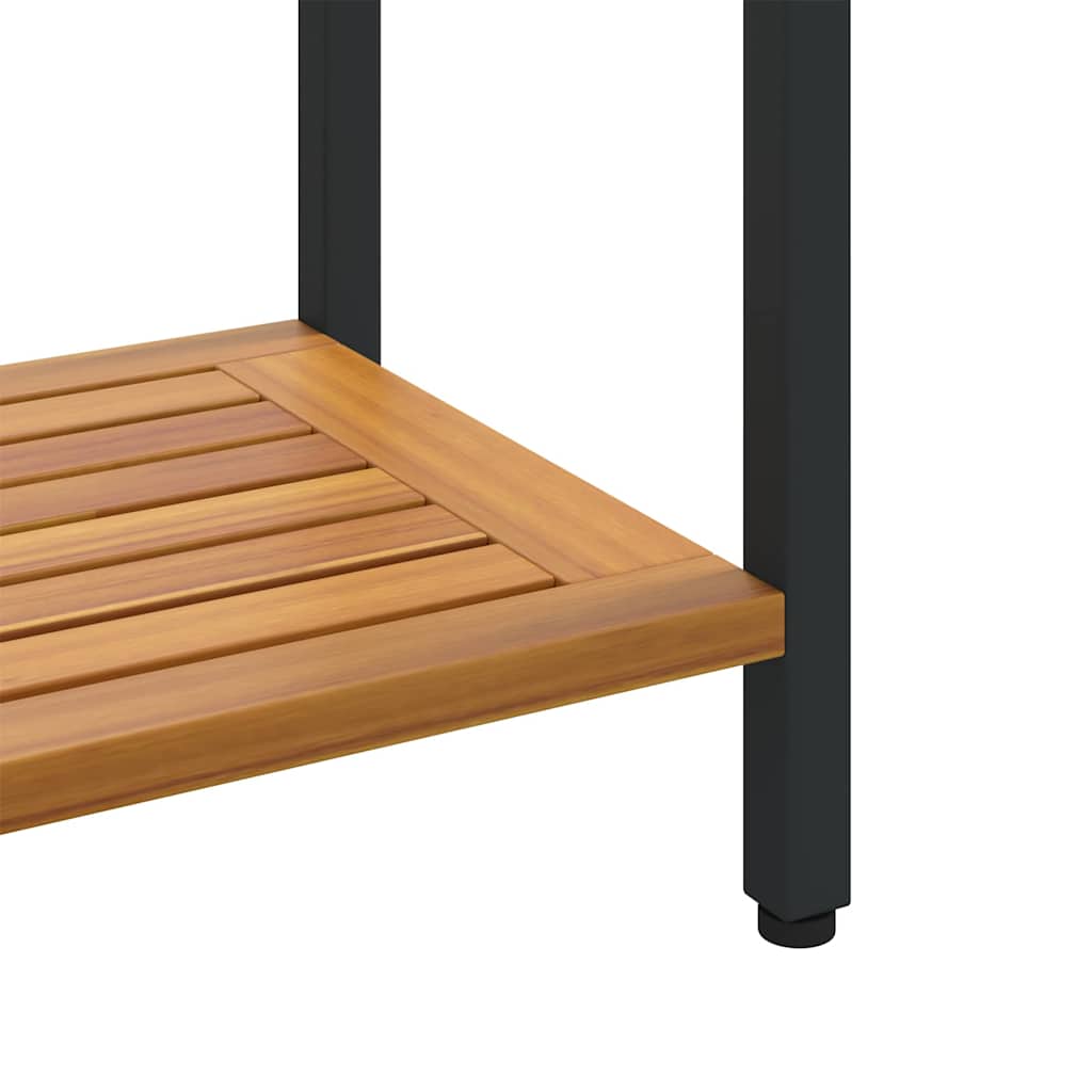 outdoor Tisch mit Speicher Natur und Schwarz 80 x 35 x 75 cm