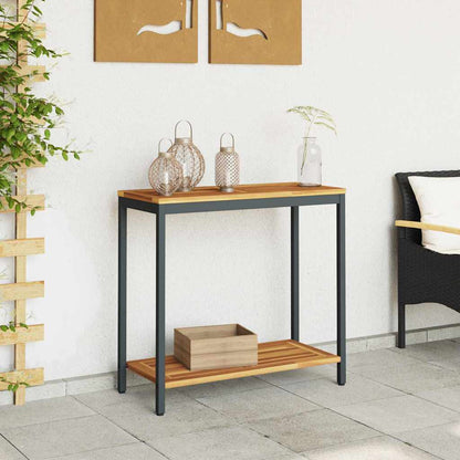 outdoor Tisch mit Speicher Natur und Schwarz 80 x 35 x 75 cm