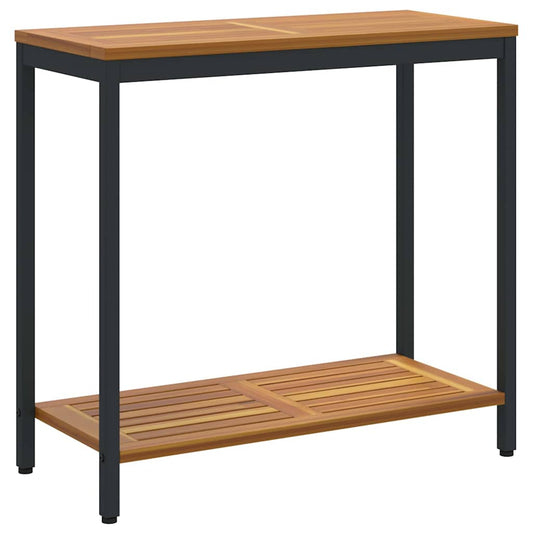 outdoor Tisch mit Speicher Natur und Schwarz 80 x 35 x 75 cm