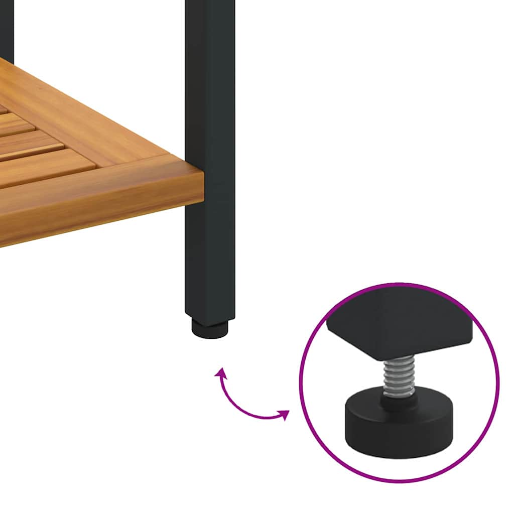 outdoor Tisch mit Speicher Natur und Schwarz 80 x 35 x 75 cm