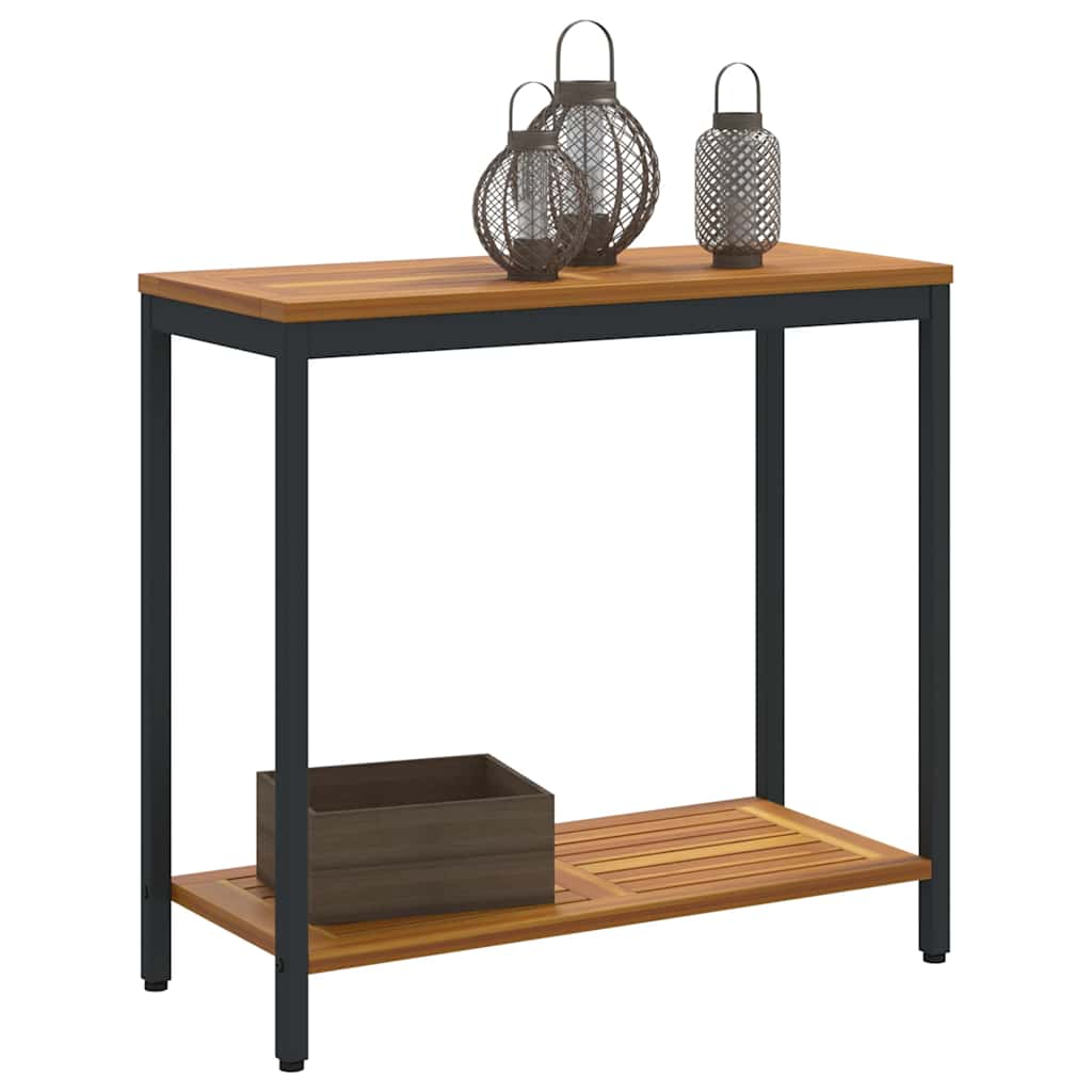 outdoor Tisch mit Speicher Natur und Schwarz 80 x 35 x 75 cm