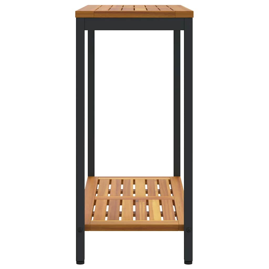 outdoor Tisch mit Speicher Natur und Schwarz 80 x 35 x 75 cm