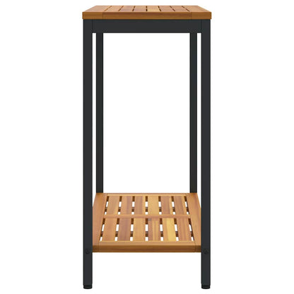 outdoor Tisch mit Speicher Natur und Schwarz 80 x 35 x 75 cm