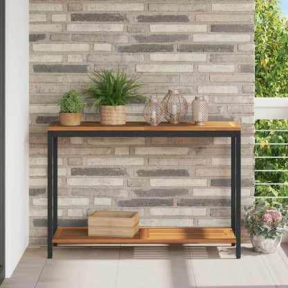 outdoor Tisch mit Speicher Natur und Schwarz 110 x 35 x 75 cm