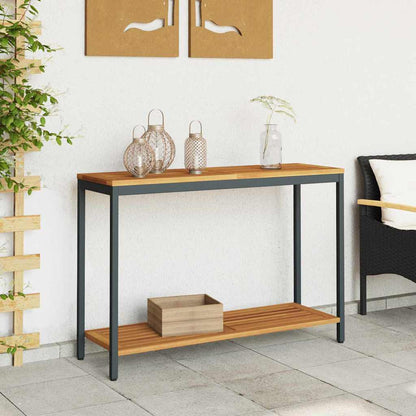 outdoor Tisch mit Speicher Natur und Schwarz 110 x 35 x 75 cm