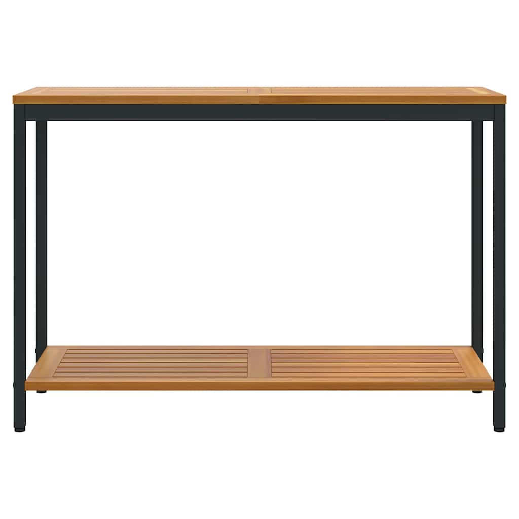 outdoor Tisch mit Speicher Natur und Schwarz 110 x 35 x 75 cm