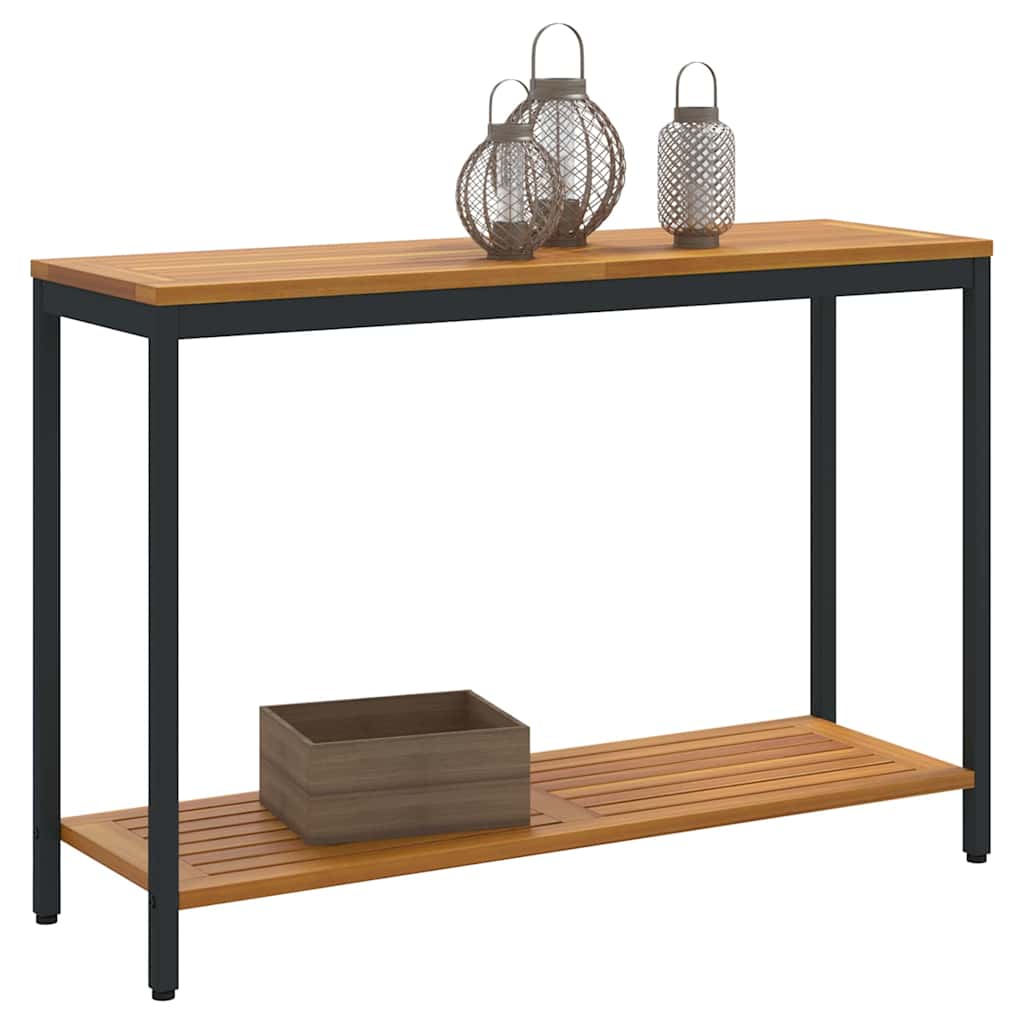 outdoor Tisch mit Speicher Natur und Schwarz 110 x 35 x 75 cm