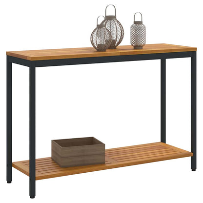 outdoor Tisch mit Speicher Natur und Schwarz 110 x 35 x 75 cm
